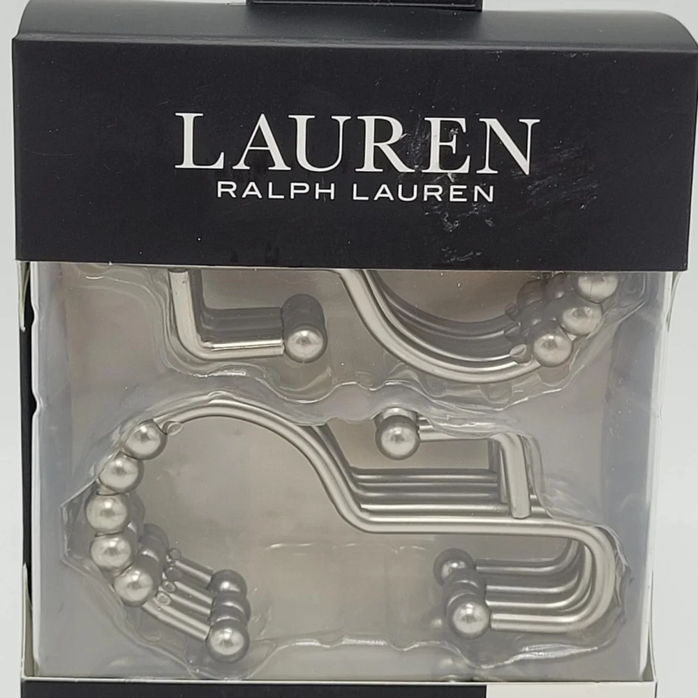 Lauren Ralph Lauren Shower Curtain Hooks Set Of 12 Satin Nickel NEW